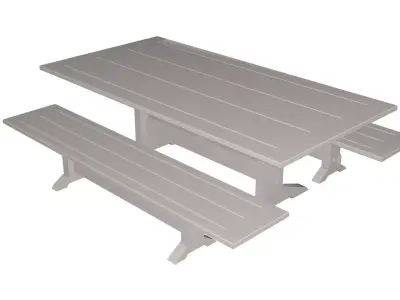 Table and benches 3D model