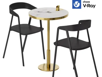 Cafe table and chair 01 Free 3D model