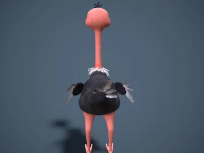 cartoon oistrich Low-poly 3D model