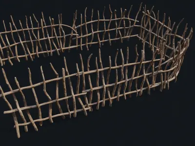 Wicker Fence Low-poly 3D model