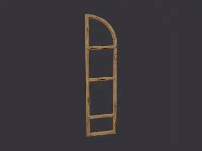 Wood Arch Window Double Frame Rustic Oak Low-poly 3D model
