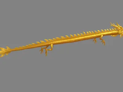 Cartoon Golden Dragon Low-poly 3D model