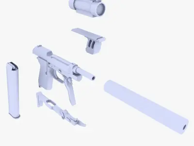 M93 Raffica Extended Mag Low-poly 3D model