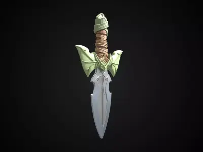 Stylized Hobbit Sword -Emerald Thorn - Game Ready 3D model