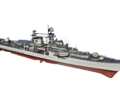 The modified Hangzhou ship DDG136 956EM Sovremenny-class Low-poly 3D model