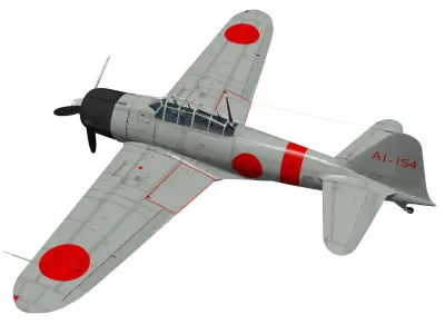 A6M2 Zero fighter Type 21  3D model
