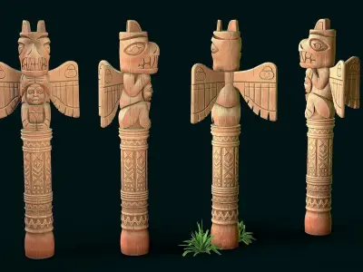 Stylized Wood Totem 7 Low-poly 3D model