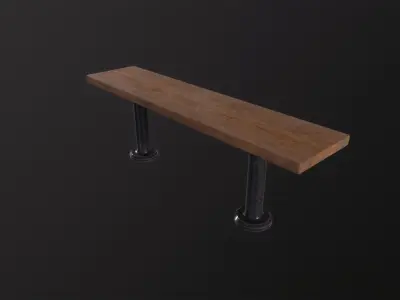 Old Wooden Bench 3D Model Low-poly 3D model