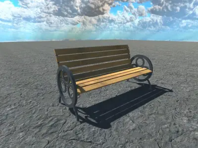Bench - 2 wooden in desert Free low-poly 3D model