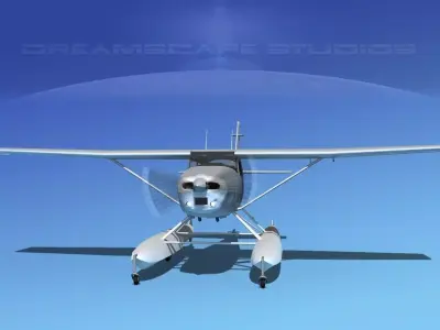 Cessna 182 Seaplane Bare Metal 3D model
