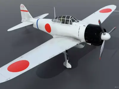 A6M2 Type0 Model11 Serial 3-112 - Not rigged Low-poly 3D model