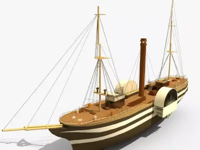 Old Steam Ship 03 3D model