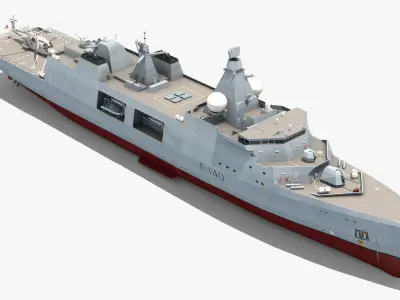 Type 31 Frigate with Merlin Helicopter 3D model
