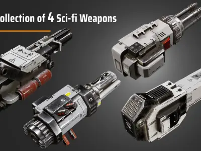 4 Sci-Fi Weapons 3D model