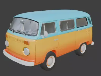 Stylized 3D Vintage Tropical Delivery Van Low-poly 3D model