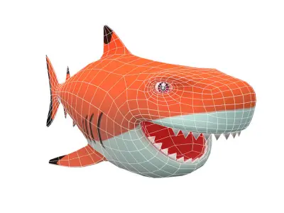Blacktip Reef Animated Shark Toon Low-poly 3D model
