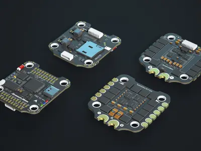 FPV Drone Parts Set Vol 1  Low-poly 3D model