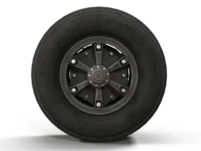PBR vintage truck wheels Low-poly 3D model