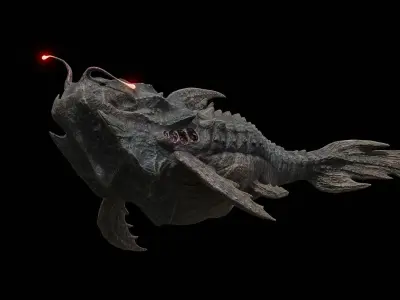 Alien Monster Fish Low-poly 3D model