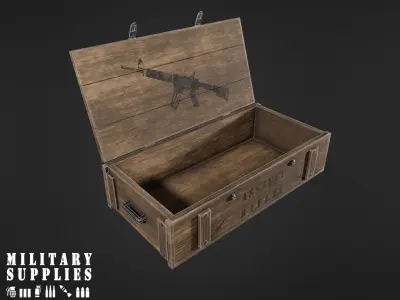 Military Supplies Pack - Large Gun Box Low-poly 3D model