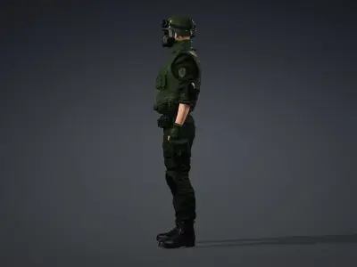 Black Tactical SWAT Soldier 3D model
