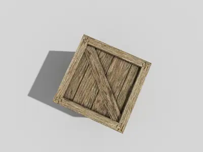 low poly wooden box Low-poly 3D model