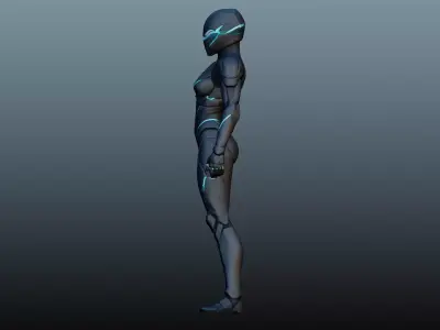 Female robot soldier High-poly model KM-16 3D model