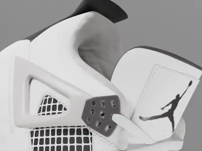 Jordan 4 Military Black Low-poly 3D model