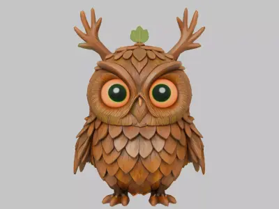 Pinecone Owl Low-poly 3D model