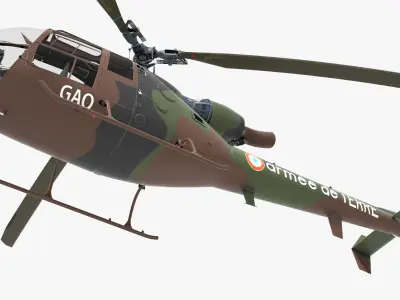 Sud-Aviation Gazelle Low-poly 3D model