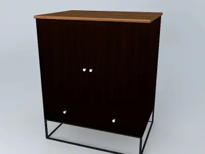 Wooden cabinet with A1 sized drawer 3D model