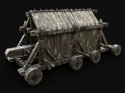  BATTERING RAM MEDIEVAL WAR MACHINE SIEGE ENGINE BATTLE TANK Low-poly 3D model