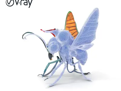 Fantasy Insect Model Pack with Detailed Wings and Antennae Low-poly 3D model