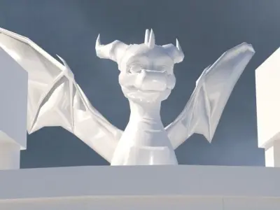 Low Poly - city building - Mausoleum 3d Model statue Low-poly 3D model