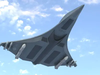 Sci-FI Futuristic Aircraft Fighter Concept 3D model