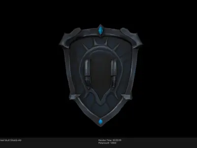 Low Poly Stylized Ethereal Skull Shield Low-poly 3D model