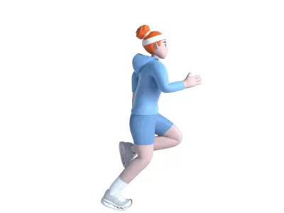 female person running 3D model