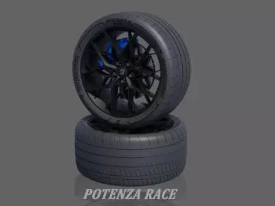 3d Wheel Model of Bridgestone Potenza Race Low-poly 3D model