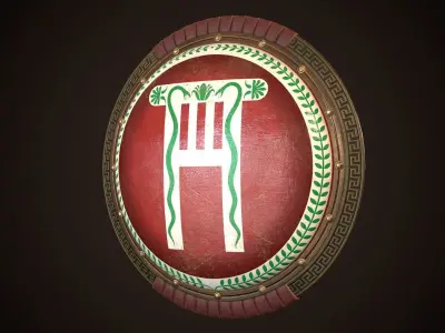 Hoplite Shield Pillar Low-poly 3D model