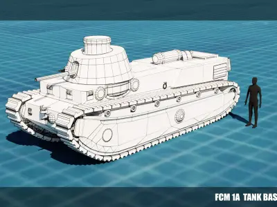 FCM 1a TANK BASE MESH Low-poly 3D model