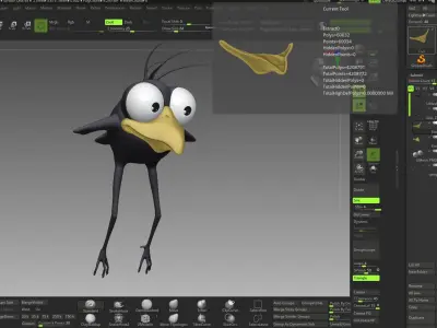 Cute  Hayao Miyazaki stylized crow bird 3D model
