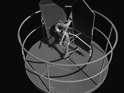 Armored Fire Tower With Fireman Water Spray 3D model