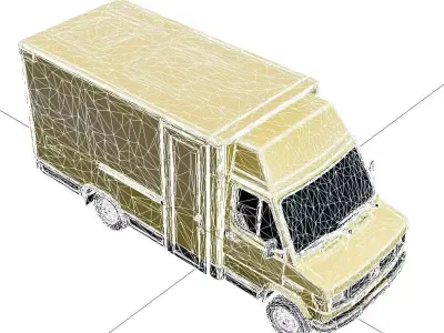 1980s Classic Vintage Cargo Van Utility Transport Vehicle 3D model