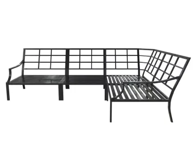 Bench10 wrought iron sectional sofa Low-poly 3D model