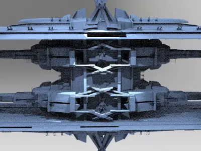 cyberpunk AsianTower Castle ruin 2 3D model