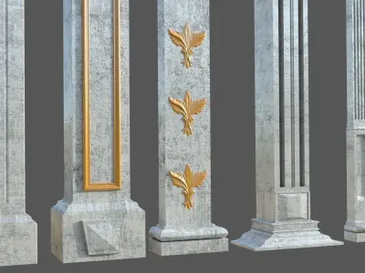 Colone set of marble columns 3D model