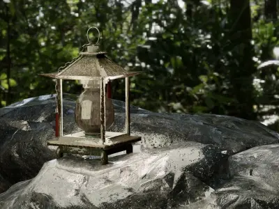 Old stylized asian lantern Free low-poly 3D model