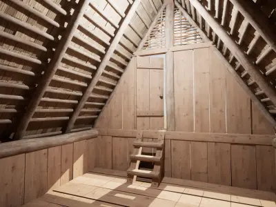 Enterable medieval pit house Low-poly 3D model