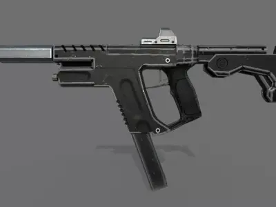 Stylized Sub machine Gun Low-poly 3D model