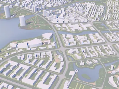 Urban highrise building building ancillary building commercial 3D model